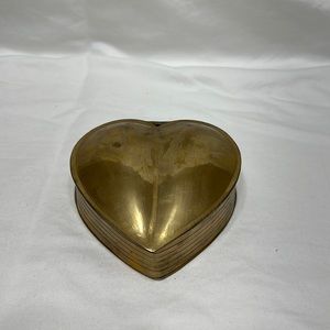 Vintage heart shaped brass jewelry box